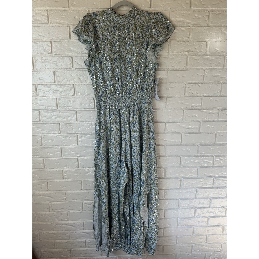 MSK Women's Darling Trendy Green And Blue Romper Sz L Flowy Split Legs